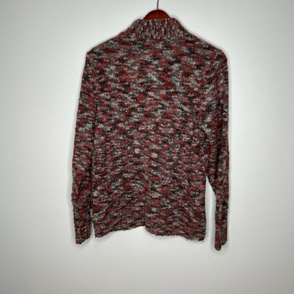 Woolrich Womens Cardigan Sweater Gray Red Marled Long Sleeve Mock Neck Med - Picture 6 of 10